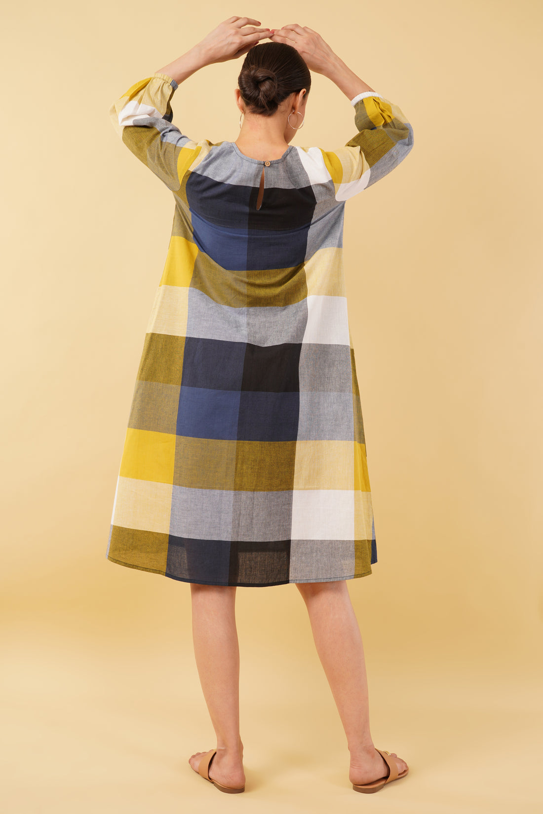 Multicolor Checkered Handloom Cotton Dress