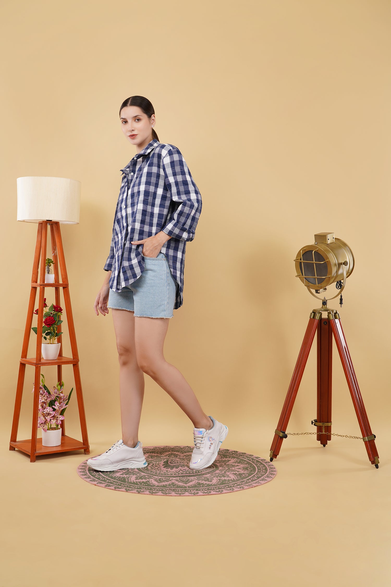 Blue Check Oversized Shirt