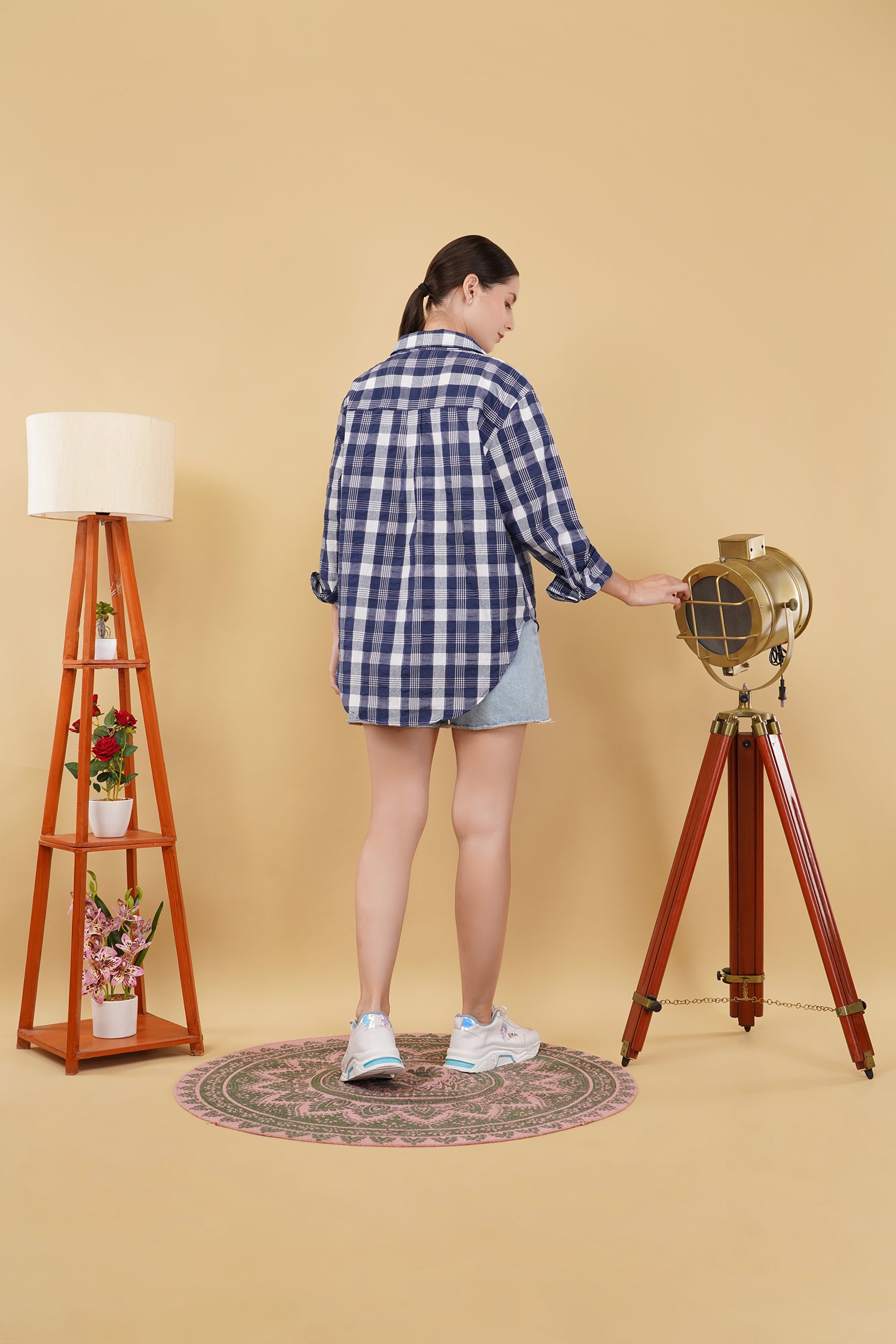 Blue Check Oversized Shirt