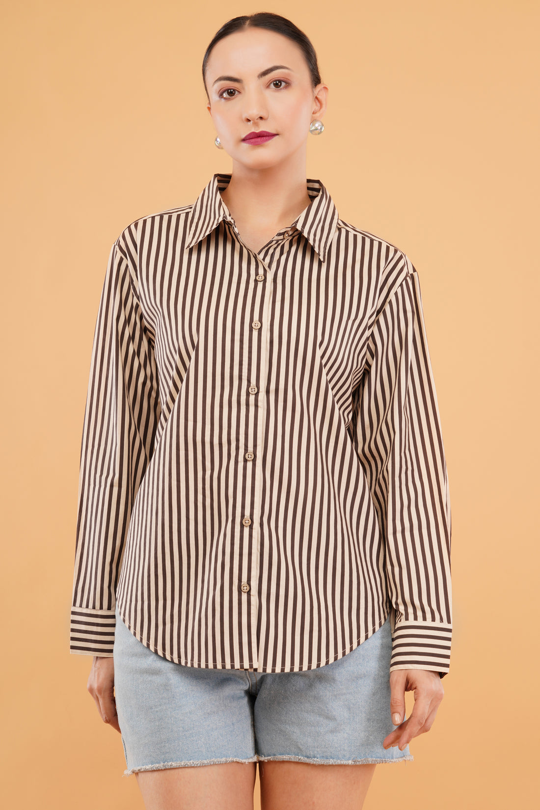 Stripes Digital Print Oversized Shirt