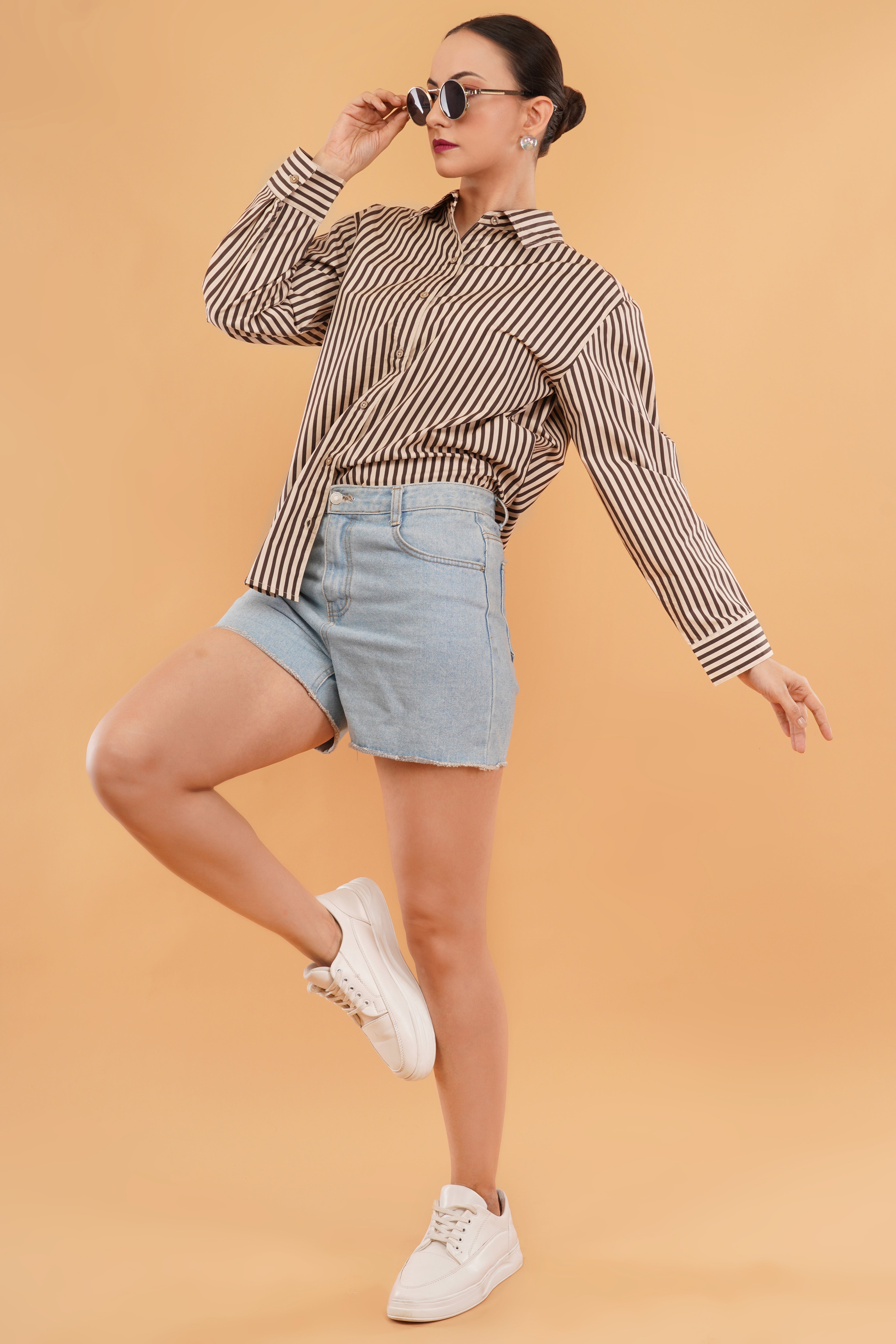 Stripes Digital Print Oversized Shirt