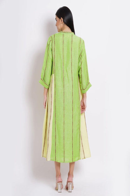 Stripes Green Cream Frock Dress