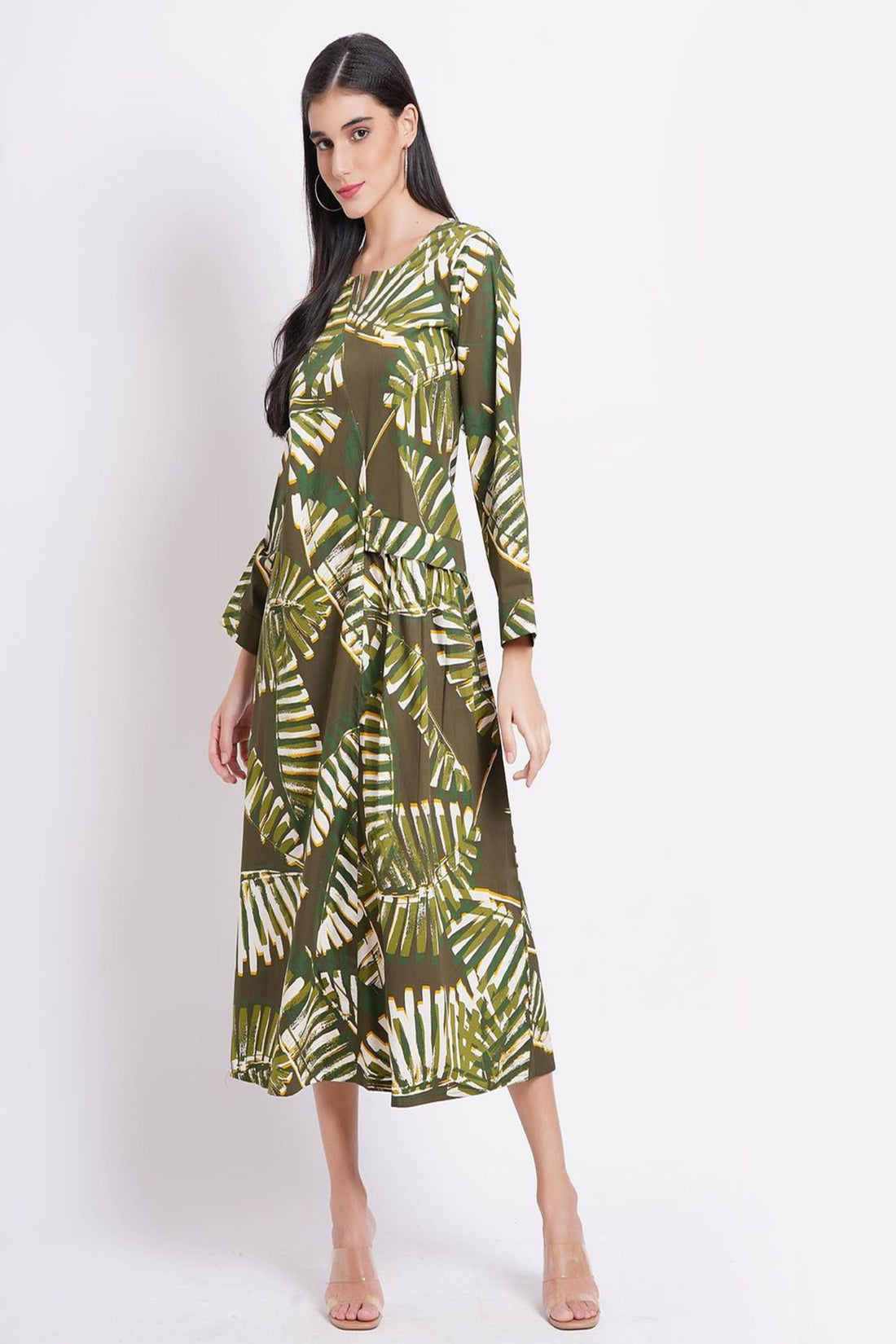 Leaf Green A-line Dress