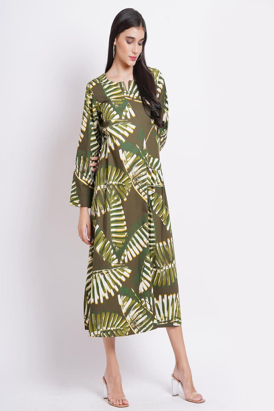 Leaf Green A-line Dress