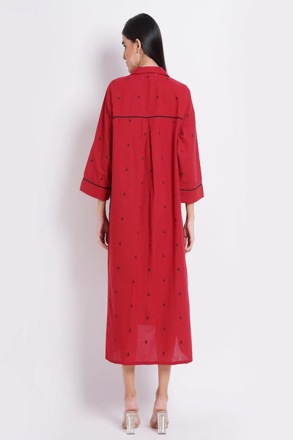 Triangular Pattern Red Shirt dress