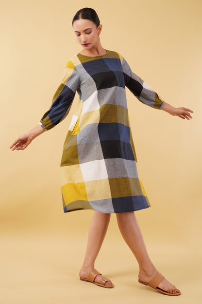 Multicolor Checkered Handloom Cotton Dress