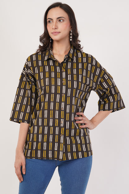 Block printing black yellow top