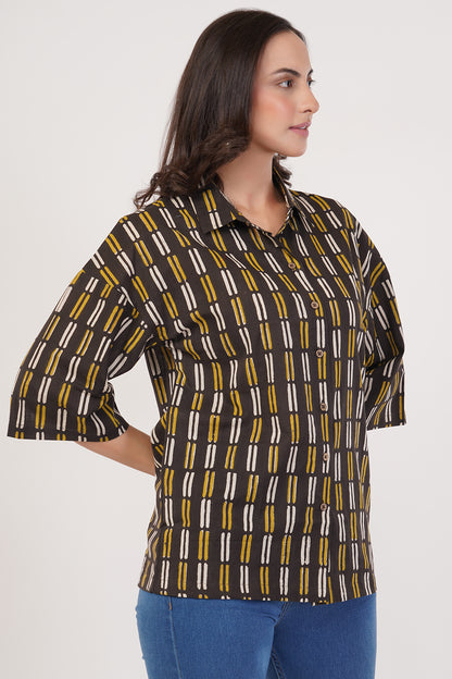 Block printing black yellow top