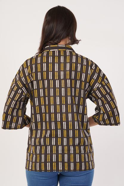 Block printing black yellow top