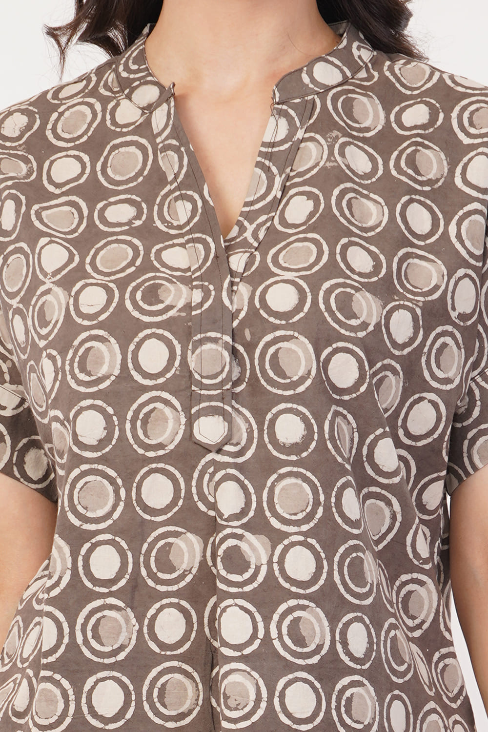 Block printing Brown Circle Top