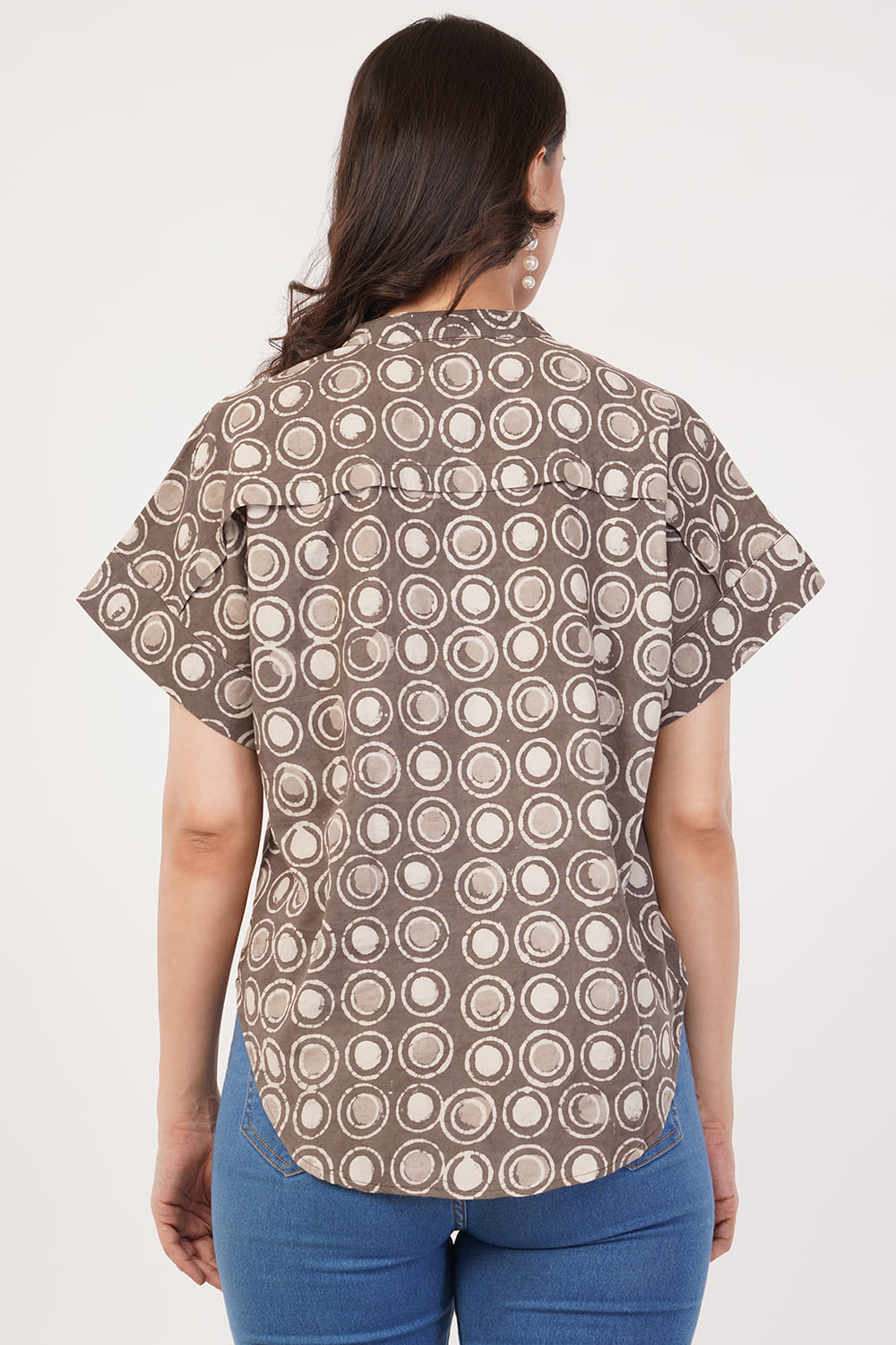 Block printing Brown Circle Top