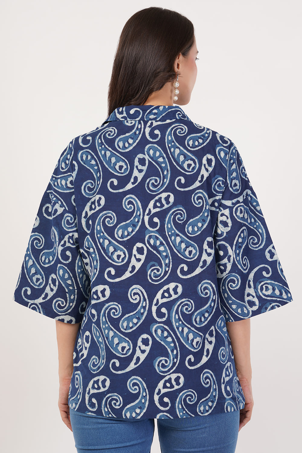 Block printing blue top