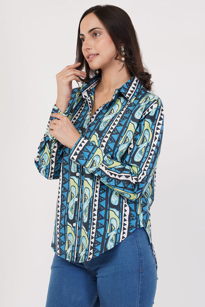 Printed Blue Shirt