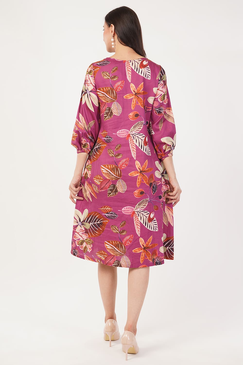 Floral Wine A-line Dress