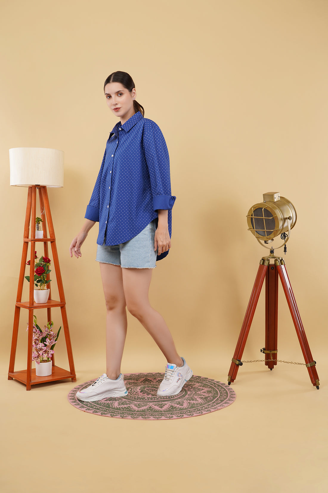 Polka Dot Blue Oversize Shirt