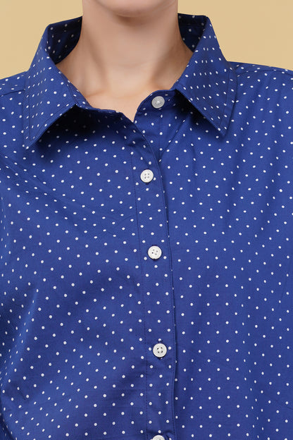 Polka Dot Blue Oversize Shirt