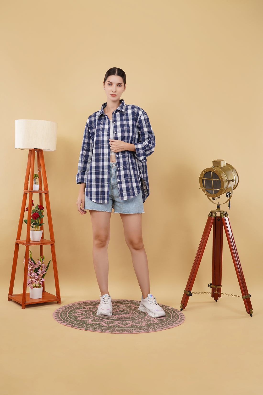 Blue Check Oversized Shirt