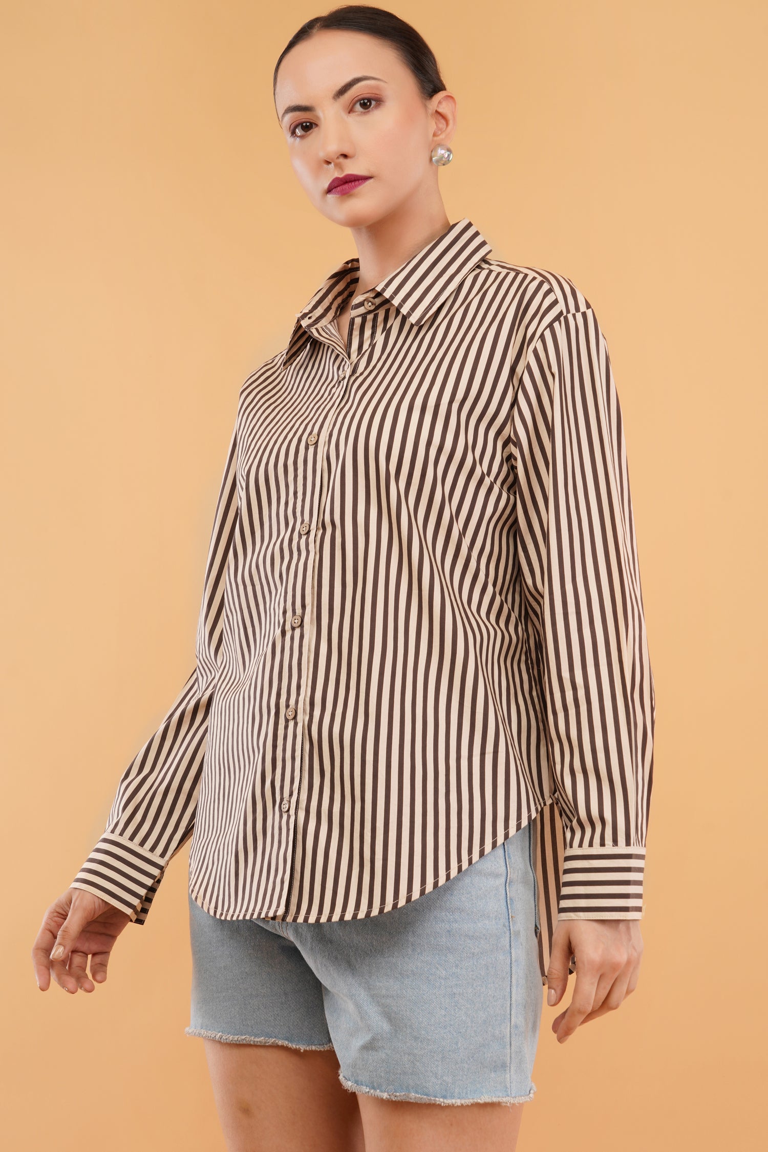 Stripes Digital Print Oversized Shirt
