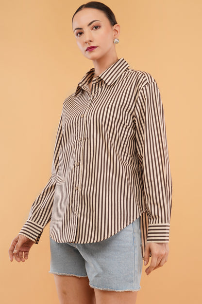 Stripes Digital Print Oversized Shirt