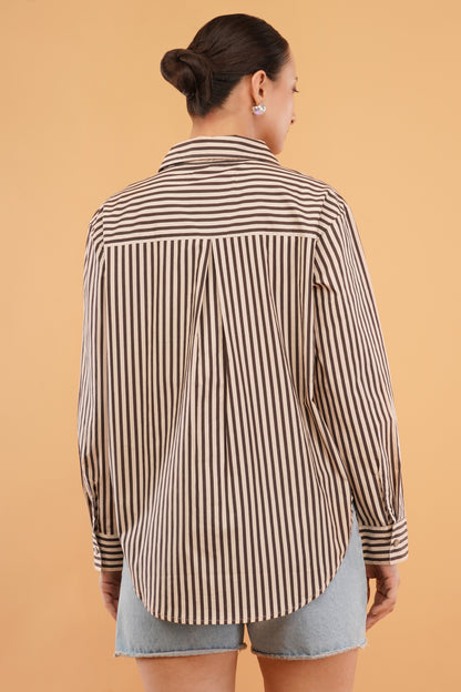 Stripes Digital Print Oversized Shirt