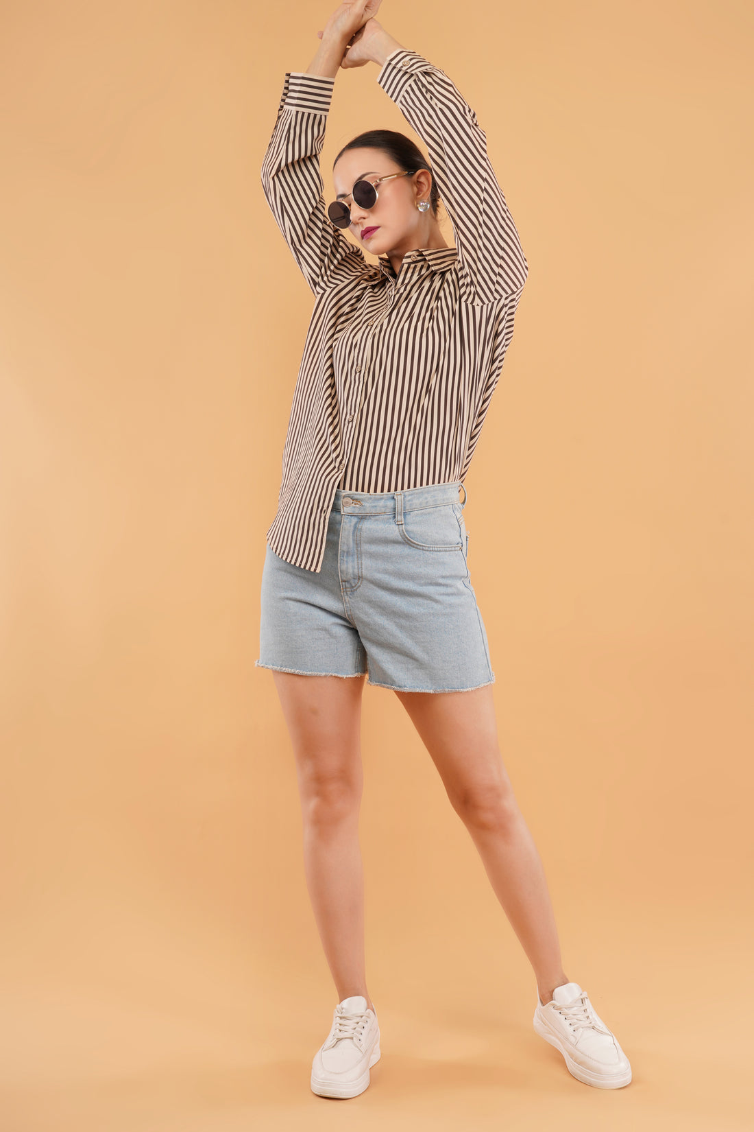 Stripes Digital Print Oversized Shirt