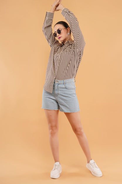 Stripes Digital Print Oversized Shirt