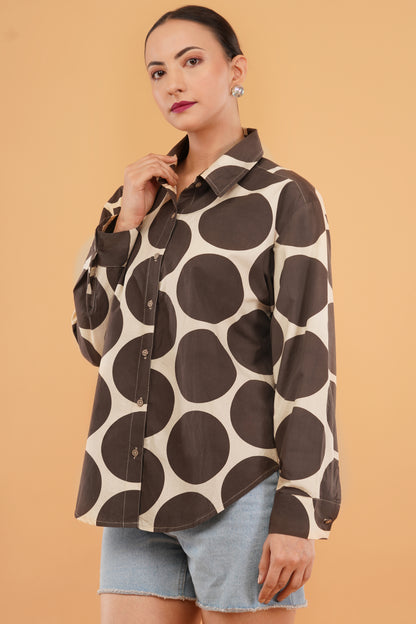 Polka Dot Digital Print Oversized Shirt