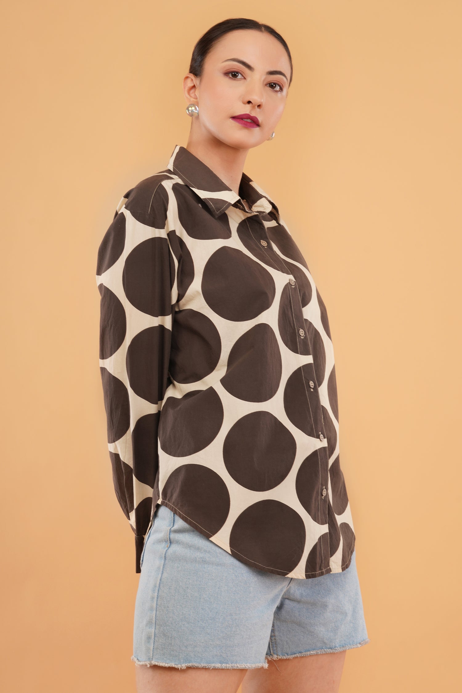 Polka Dot Digital Print Oversized Shirt
