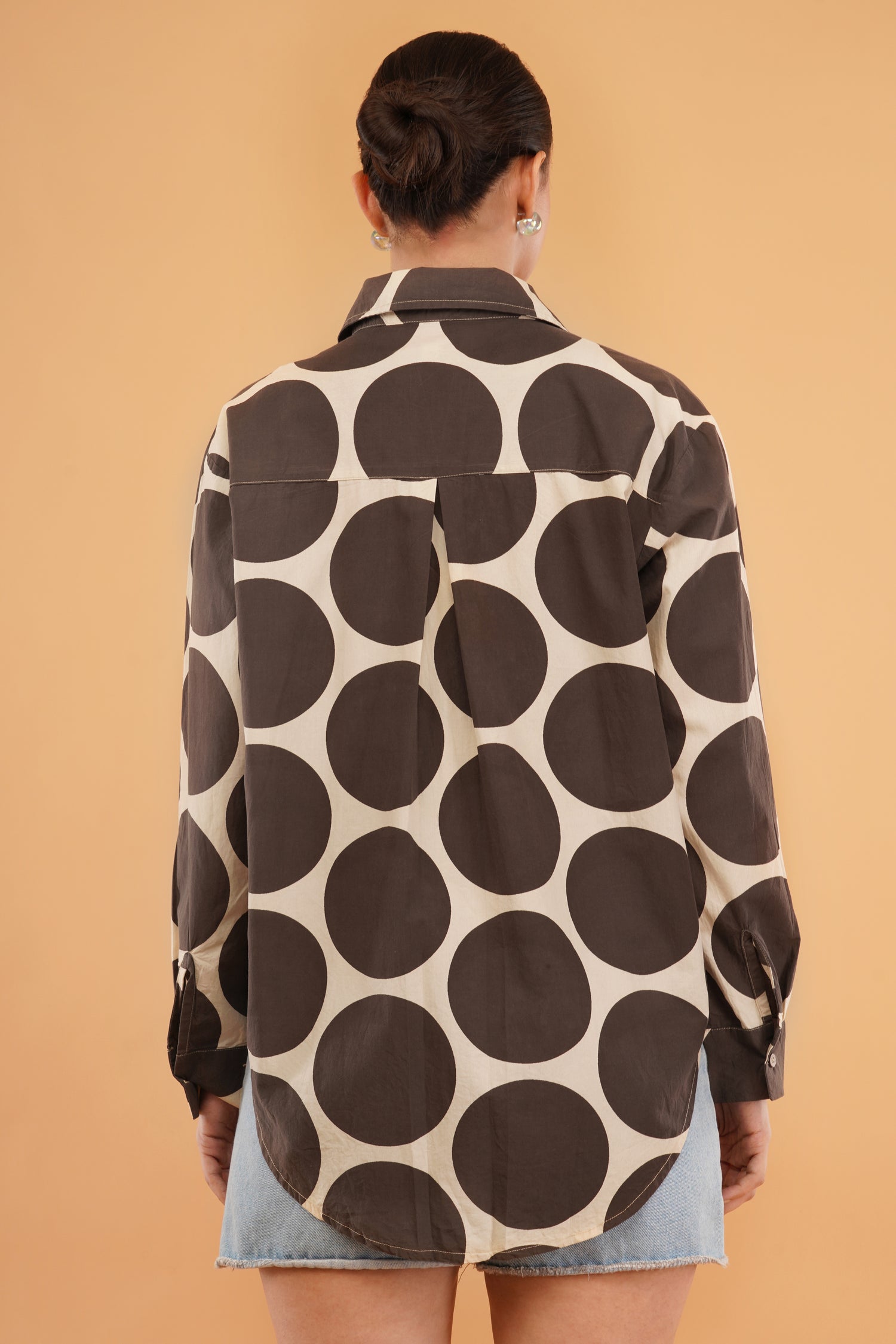 Polka Dot Digital Print Oversized Shirt
