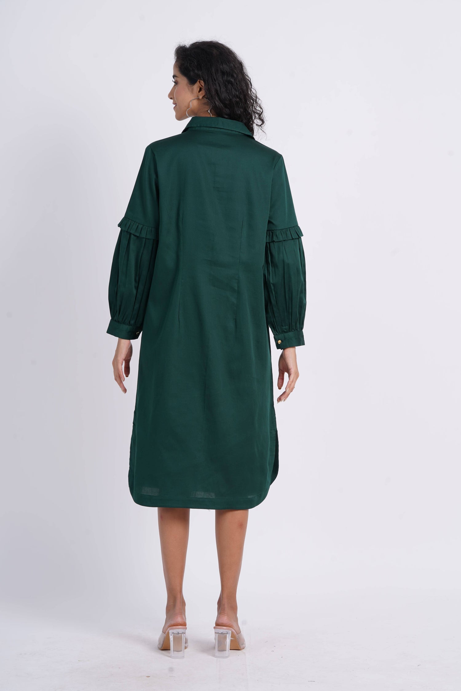 Plain Green Shirt Dress