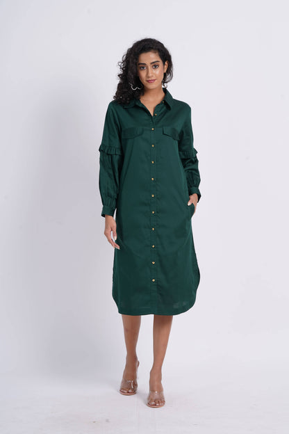 Plain Green Shirt Dress