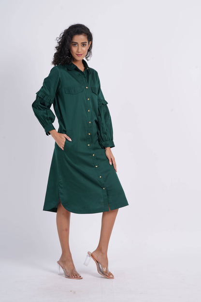 Plain Green Shirt Dress