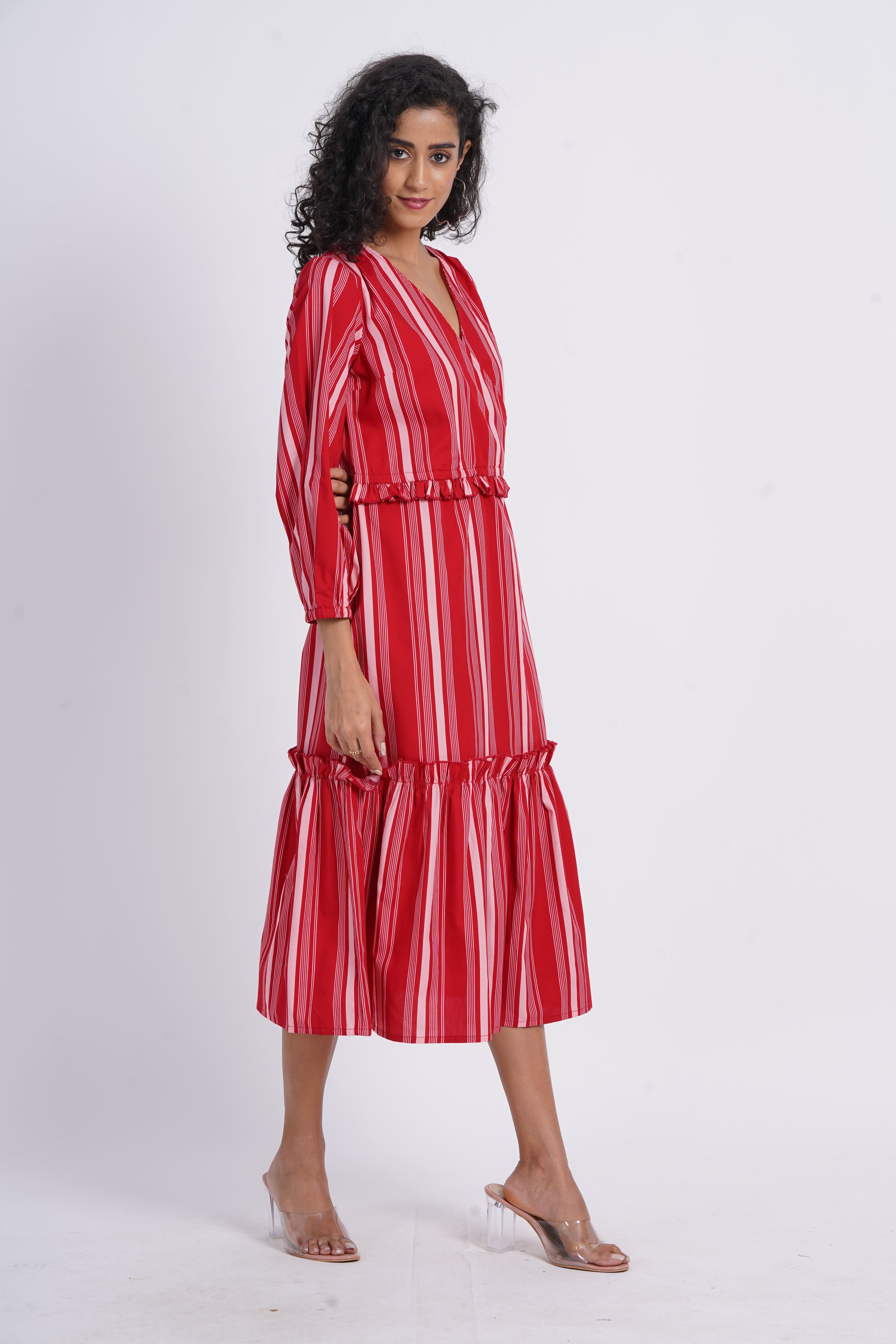 Stripes Red Tier Dress