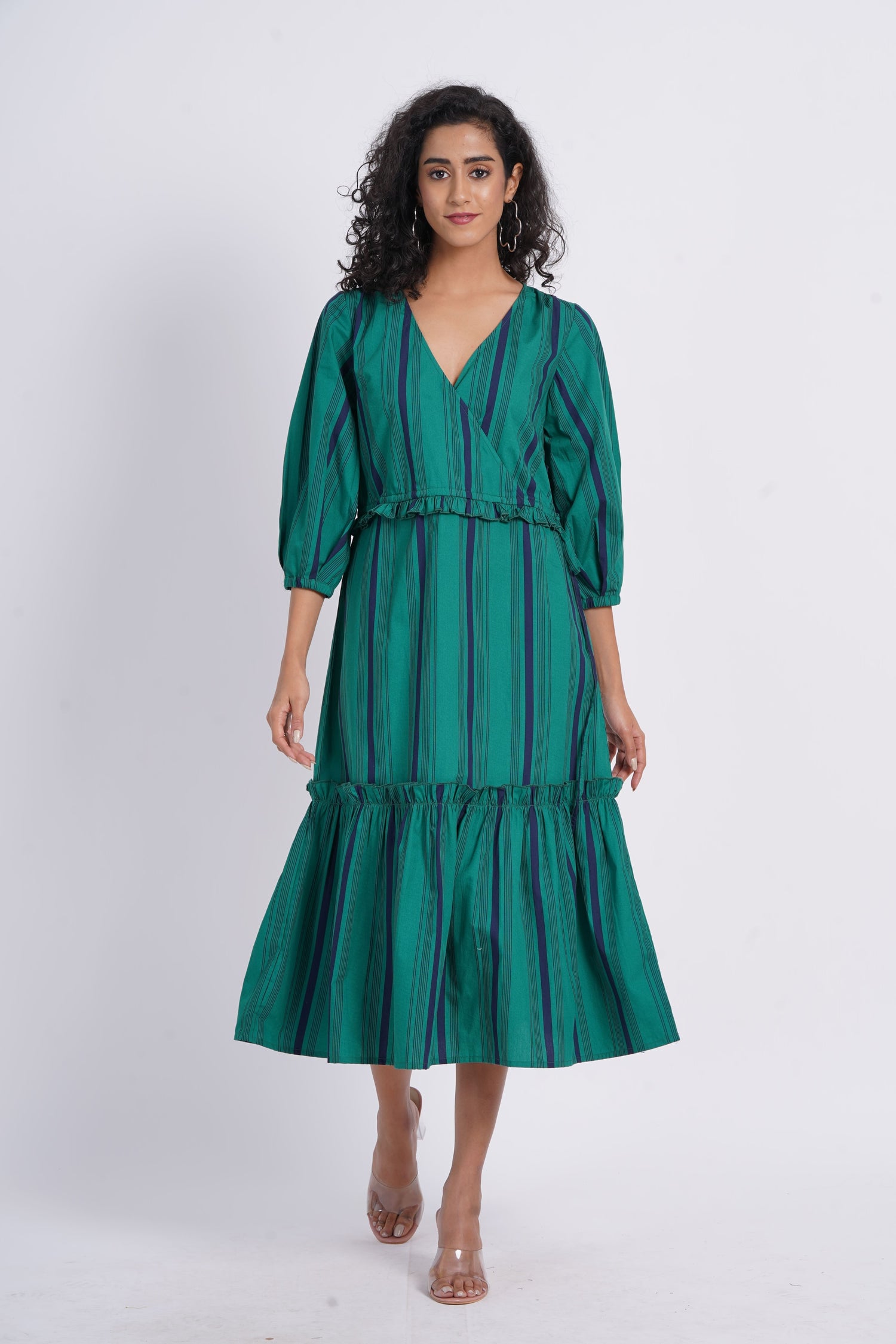 Stripes Green Tier Dress