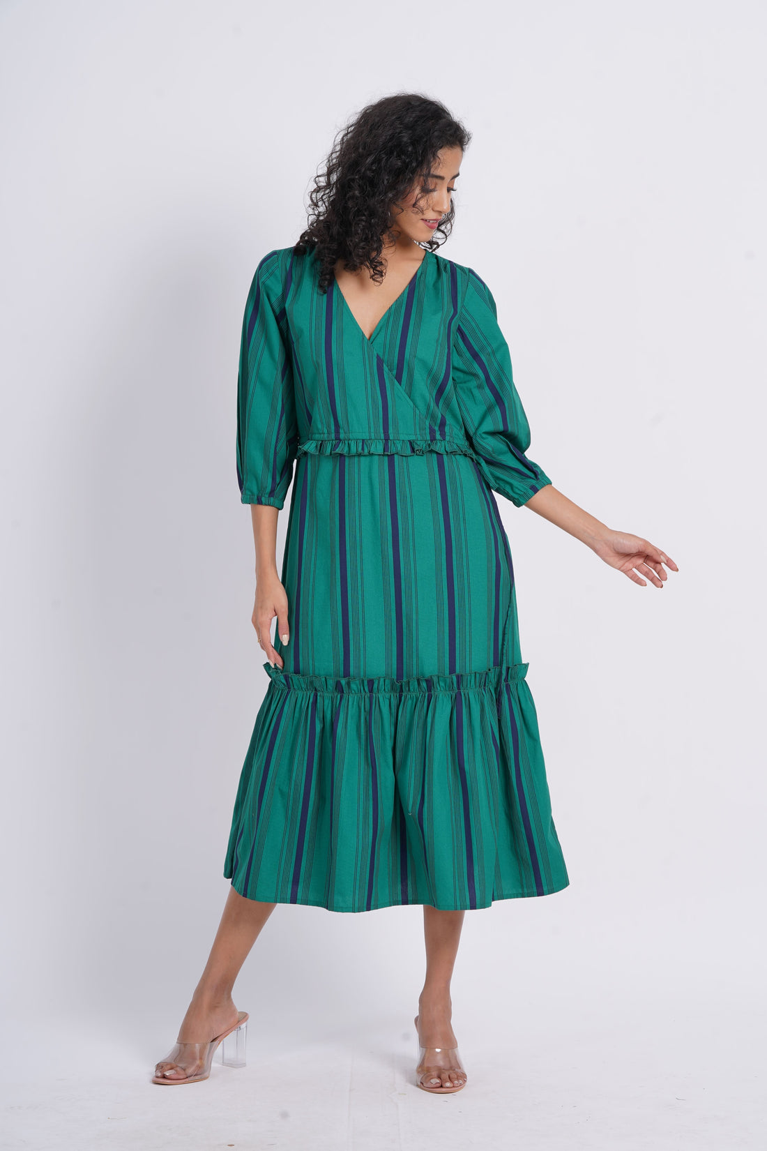 Stripes Green Tier Dress