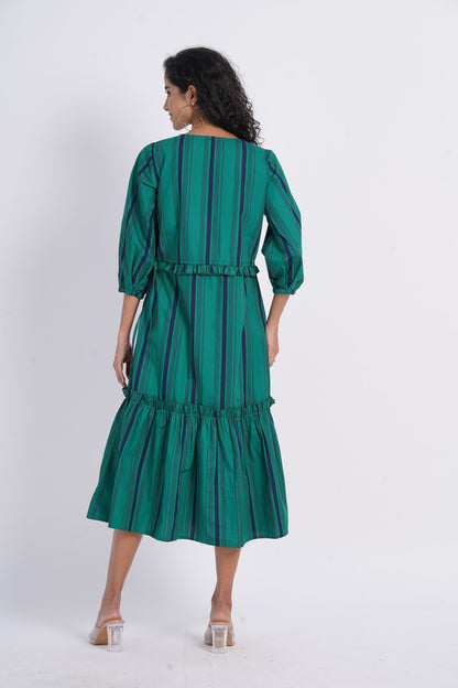 Stripes Green Tier Dress