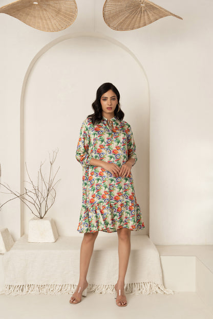 Multi Floral Print Dress