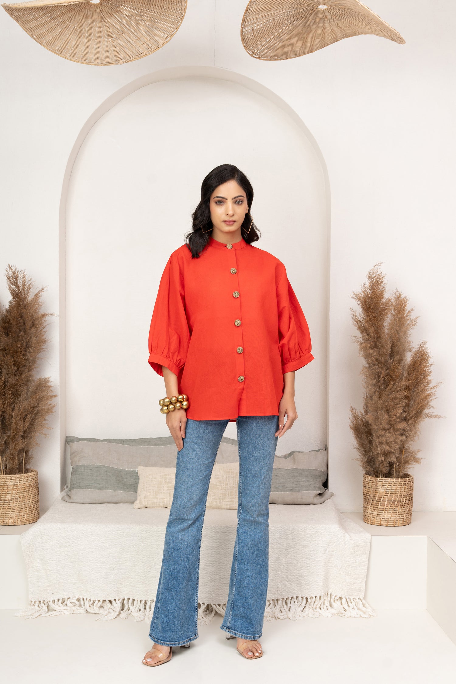 Plain Red Oversize Top