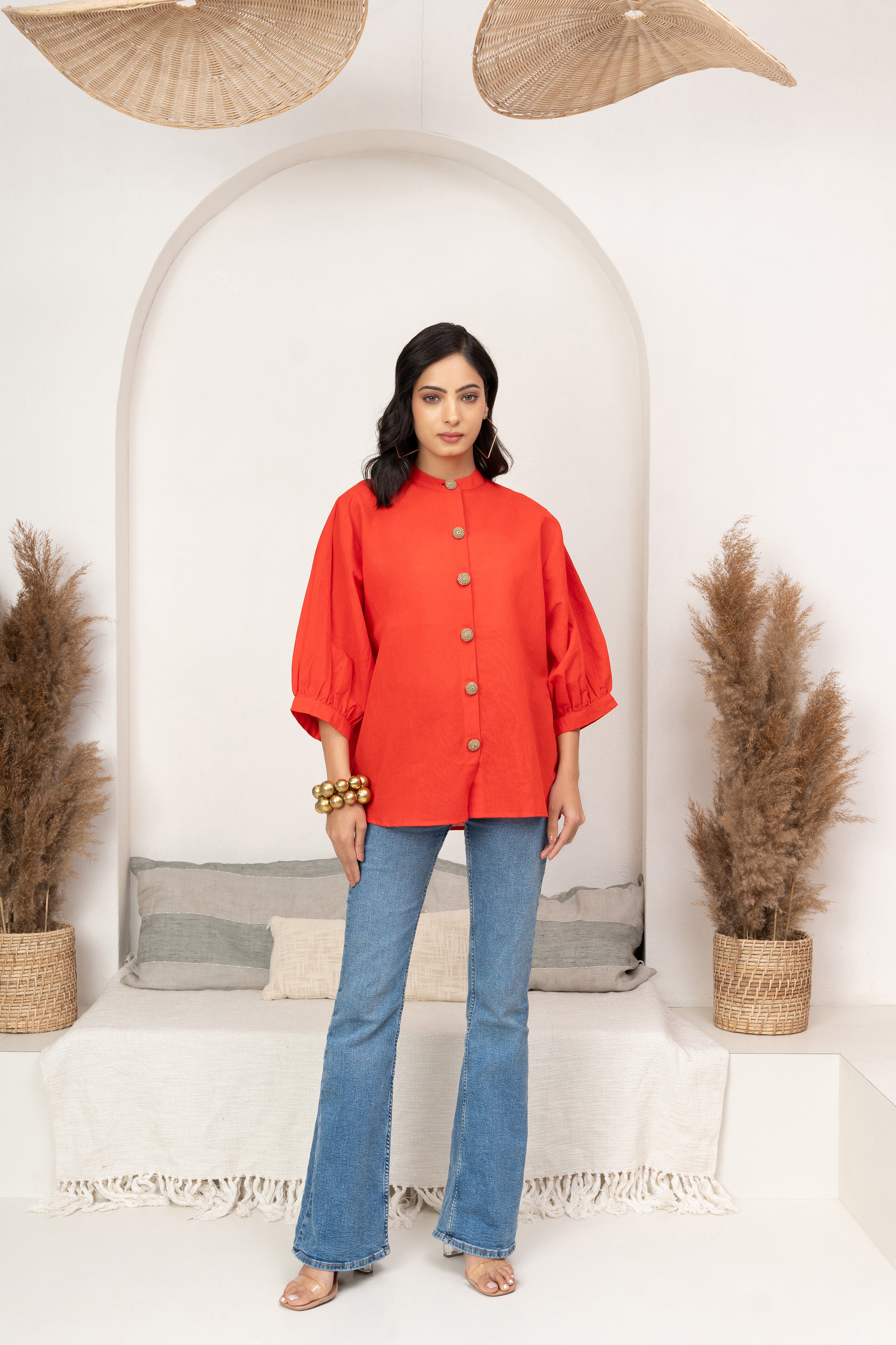 Plain Red Oversize Top