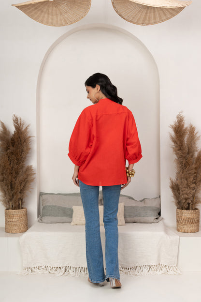 Plain Red Oversize Top