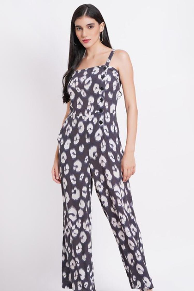 Grey Blue tie &amp; die Jumpsuit