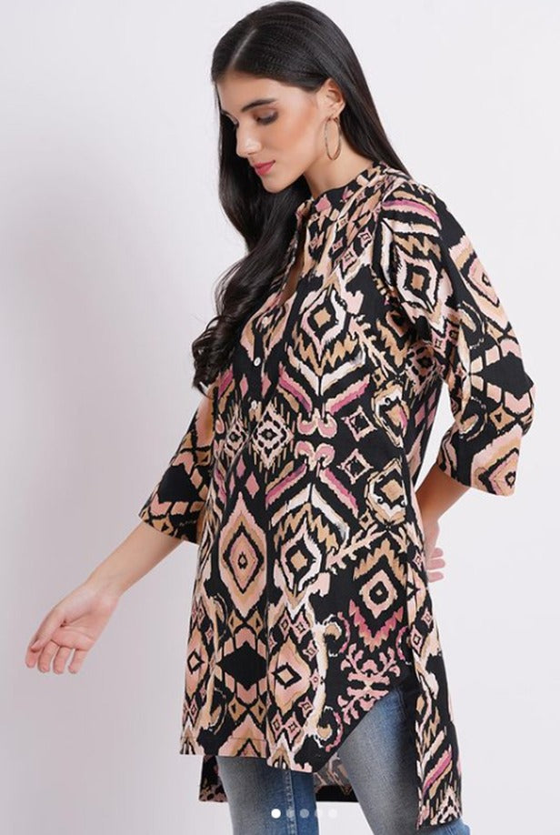 Printed Black Kurta