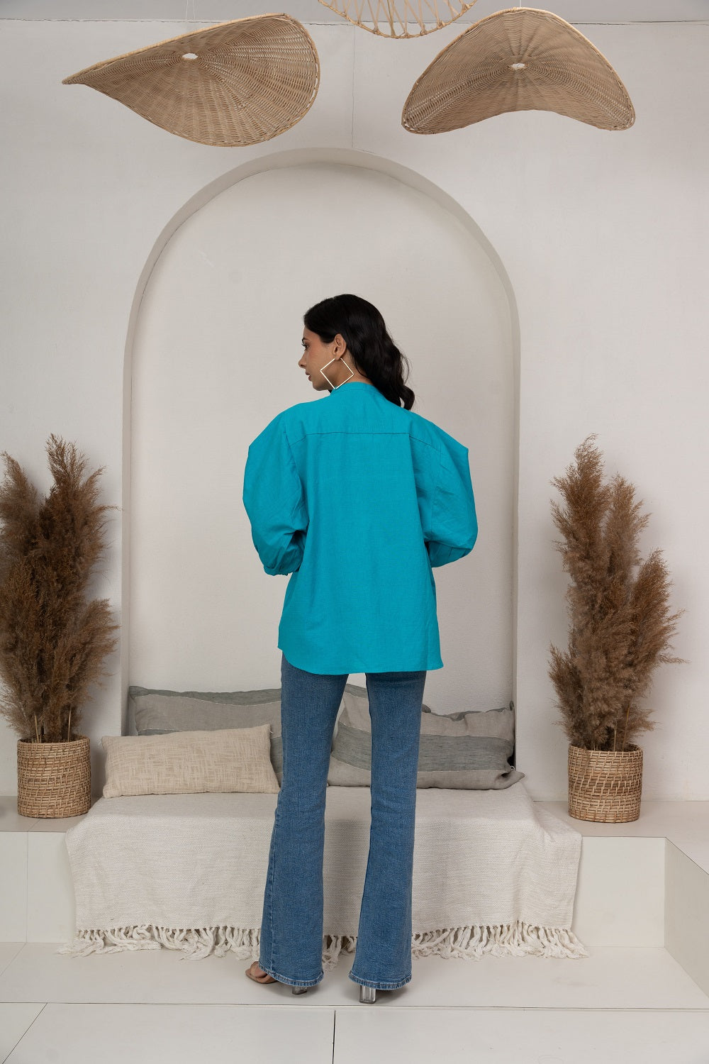 Plain Blue Oversize Top